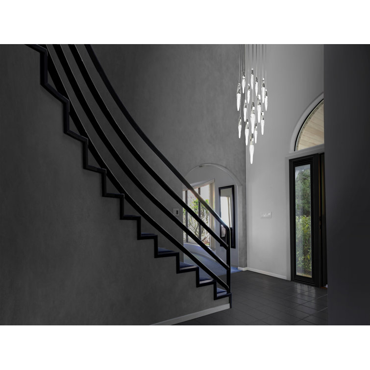 Kindjal Polished Nickel 15-Light LED Crystal Pendant