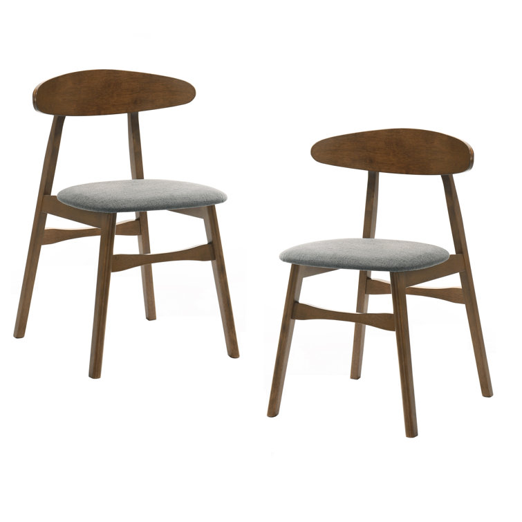 Evian 1000 Grey Fabric Upholstered Side Chair with Walnut Wood Frame