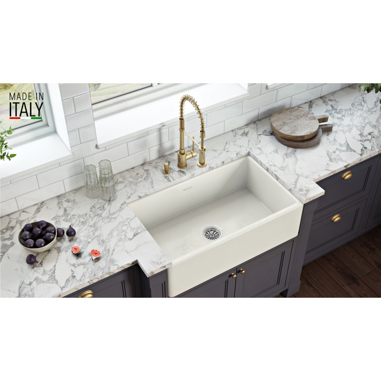 Ruvati 30" Light Biscuit Fireclay Farmhouse Kitchen Sink