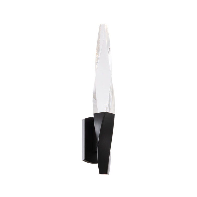 Black Aluminum LED Wall Sconce with Crystal Shade