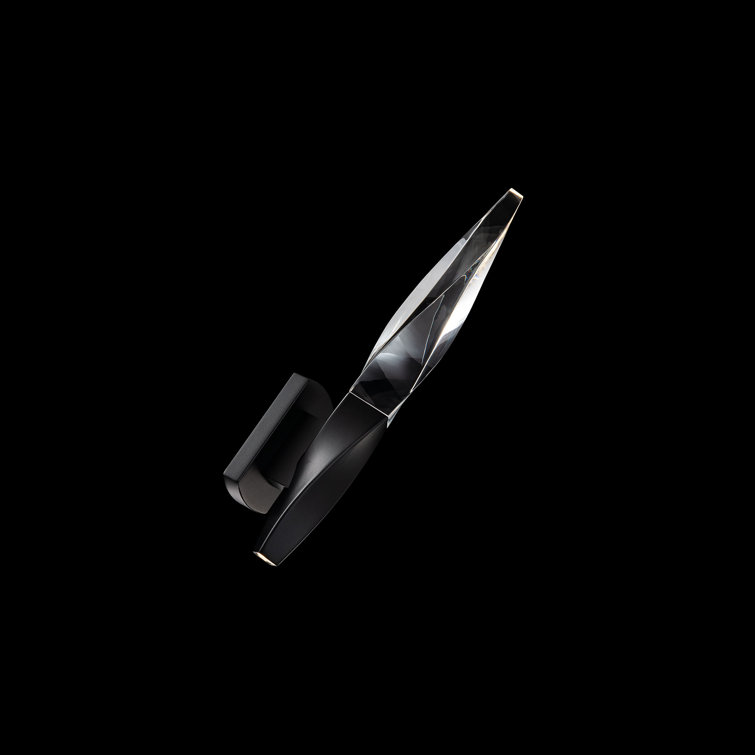 Black Aluminum LED Wall Sconce with Crystal Shade