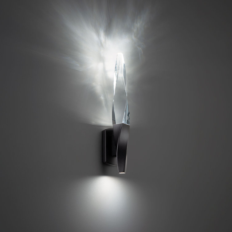 Black Aluminum LED Wall Sconce with Crystal Shade