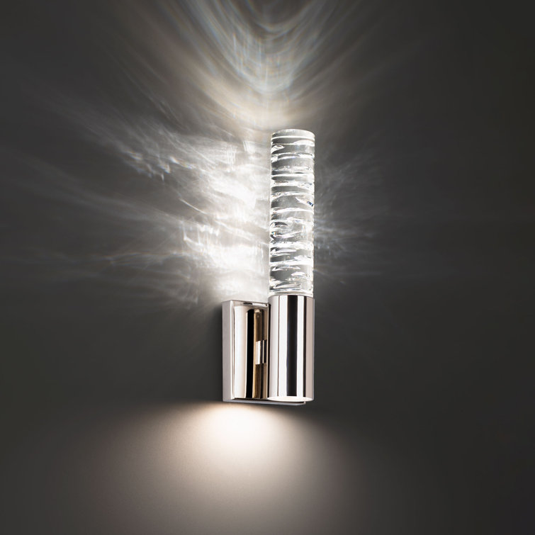 Polished Nickel LED Wall Sconce with Crystal Design