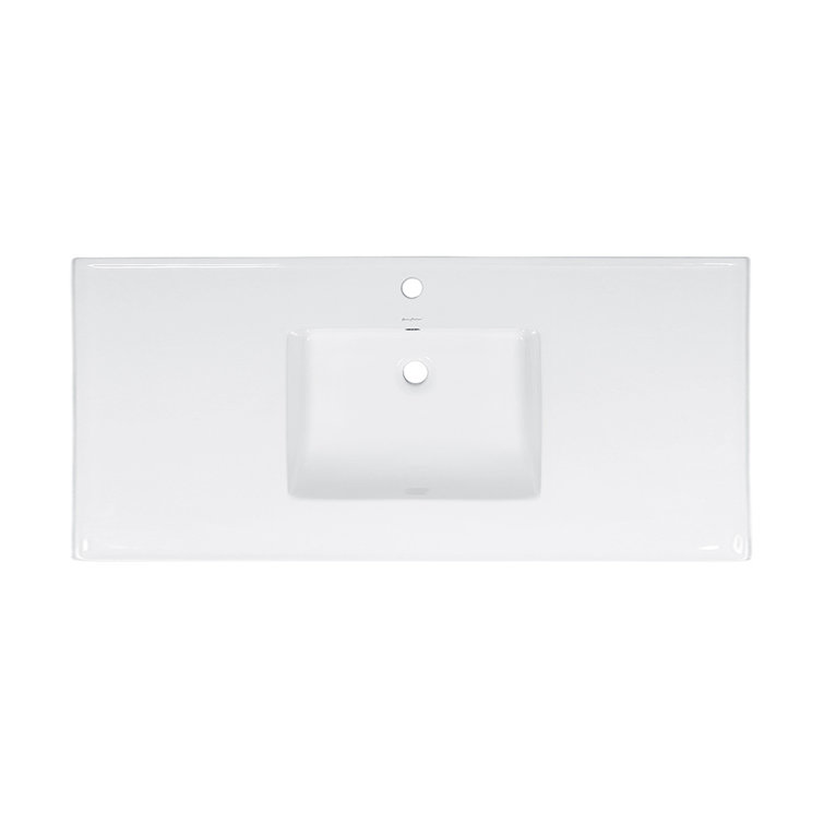 Glossy White Ceramic 48-inch Vanity Sink Top