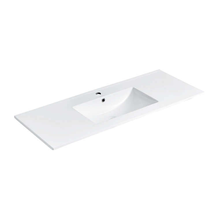 Glossy White Ceramic 48-inch Vanity Sink Top