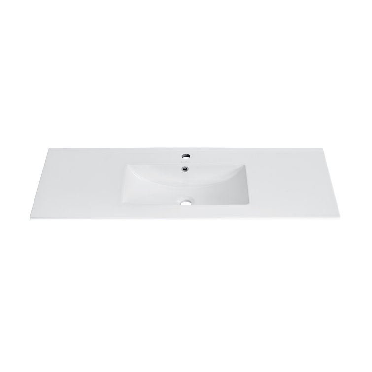 Glossy White Ceramic 48-inch Vanity Sink Top