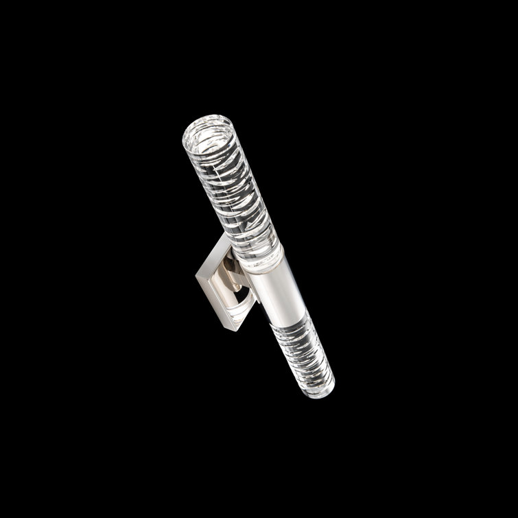 Polished Nickel Cylinder LED Vanity Light with Clear Crystal