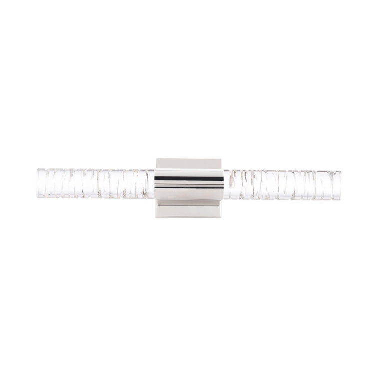 Polished Nickel Cylinder LED Vanity Light with Clear Crystal