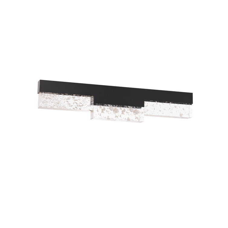 Black Geometric LED Wall Sconce with Crystal Blocks