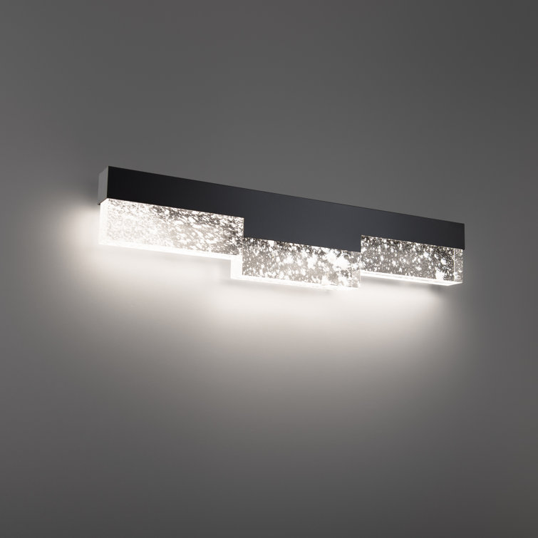 Black Geometric LED Wall Sconce with Crystal Blocks
