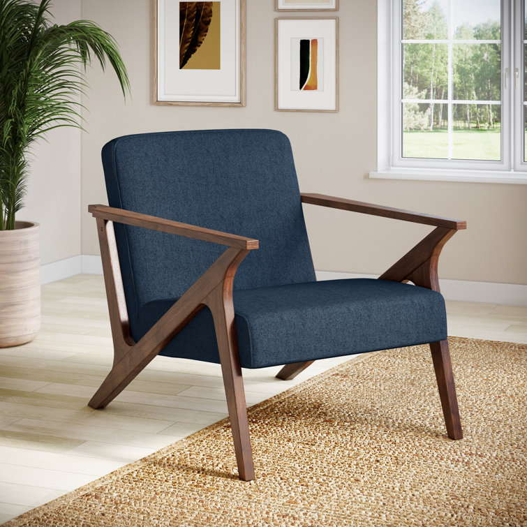 Lagoon Blue Mid-Century Modern Wood Recliner Chair