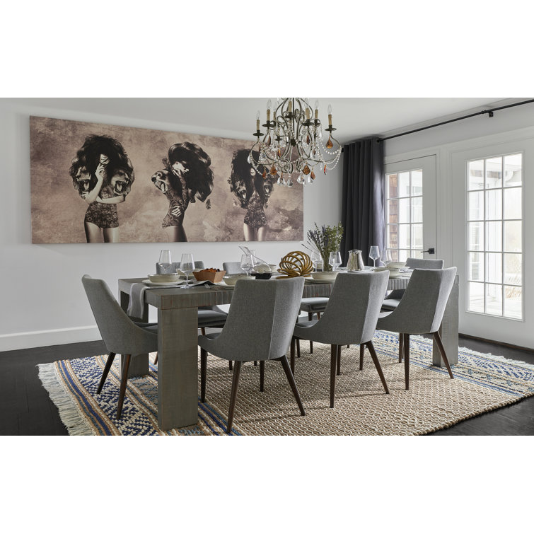 Esme Blue and Beige Geometric Wool Cotton 6' x 9' Area Rug