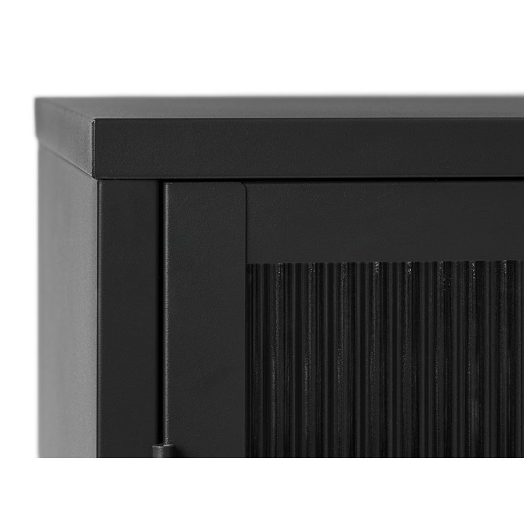 Black Steel and Glass 52'' Modern Sideboard with Gold Hardware