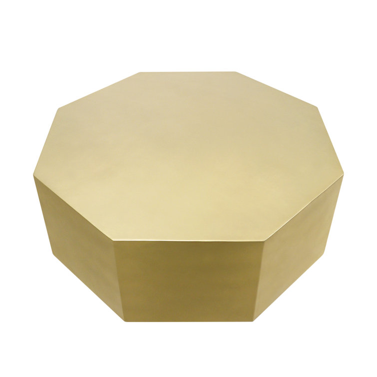 Dorian Faceted Brass Finish Iron Octagon Coffee Table