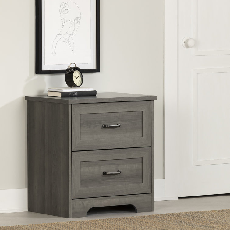 Gray Maple 2-Drawer Farmhouse Nightstand
