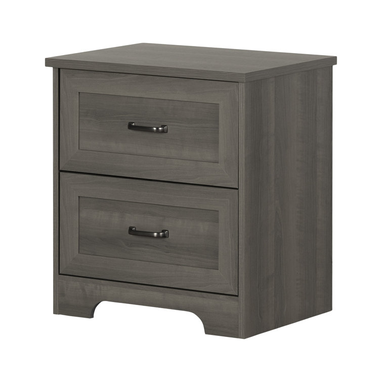 Gray Maple 2-Drawer Farmhouse Nightstand