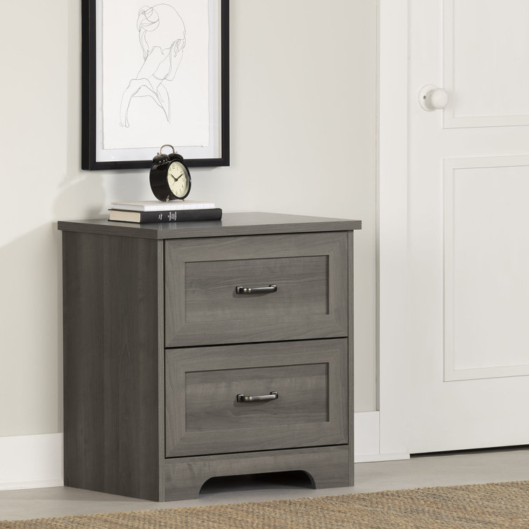 Gray Maple 2-Drawer Farmhouse Nightstand