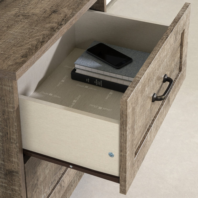 Weathered Oak 2-Drawer Farmhouse Nightstand