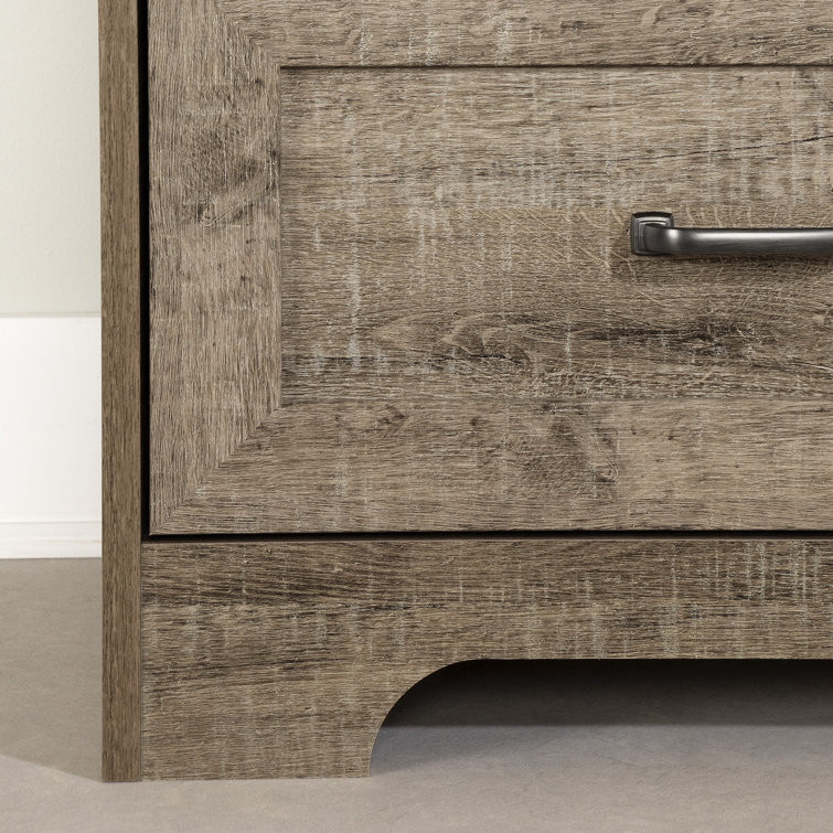 Weathered Oak 2-Drawer Farmhouse Nightstand