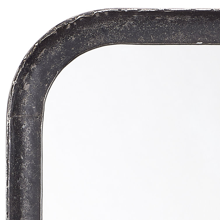 Contemporary Hand-Forged Metal Wall Mirror with Rounded Corners