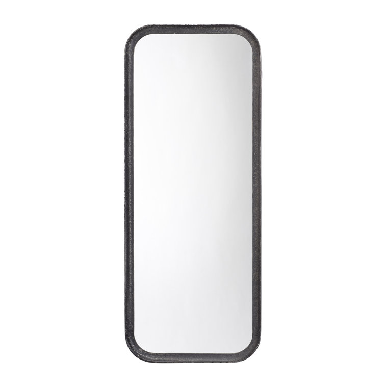 Contemporary Hand-Forged Metal Wall Mirror with Rounded Corners