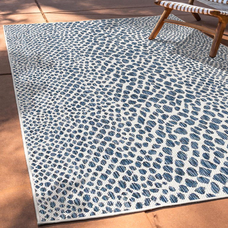 Cape Town Blue and Ivory Rectangular Outdoor Rug
