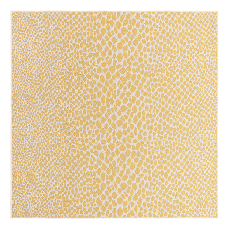 Jill Zarin Yellow Ivory Square Outdoor Synthetic Rug