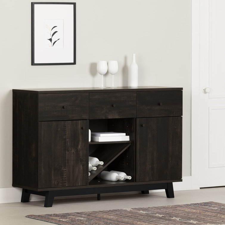 Bellami Black Wood Buffet with Wine Storage
