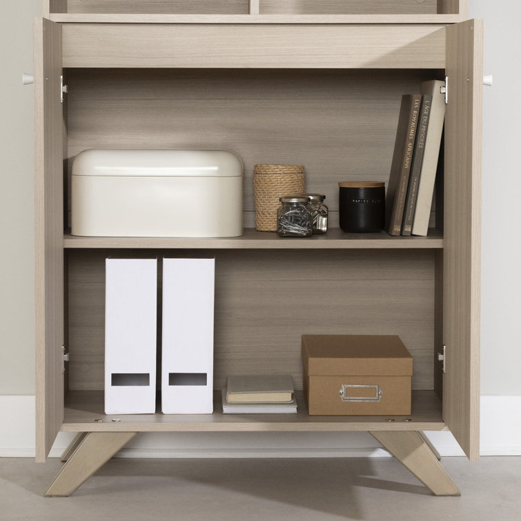 Soft Elm 65" Laminated Particle Board Bookcase with Doors