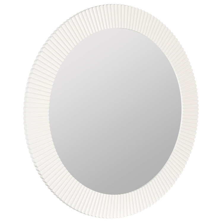 Novalee 36'' Chic White Round Scalloped Wall Mirror
