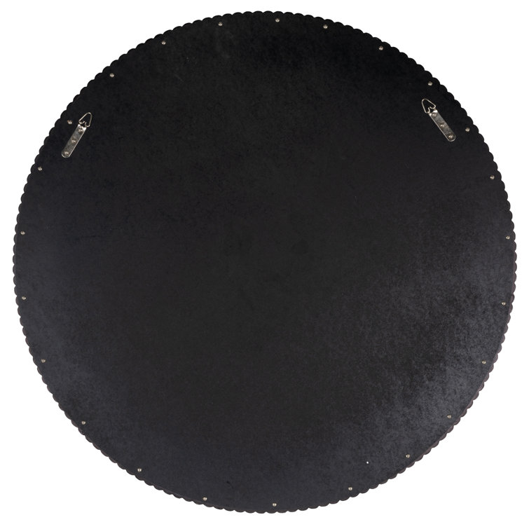 Novalee 36'' Chic White Round Scalloped Wall Mirror