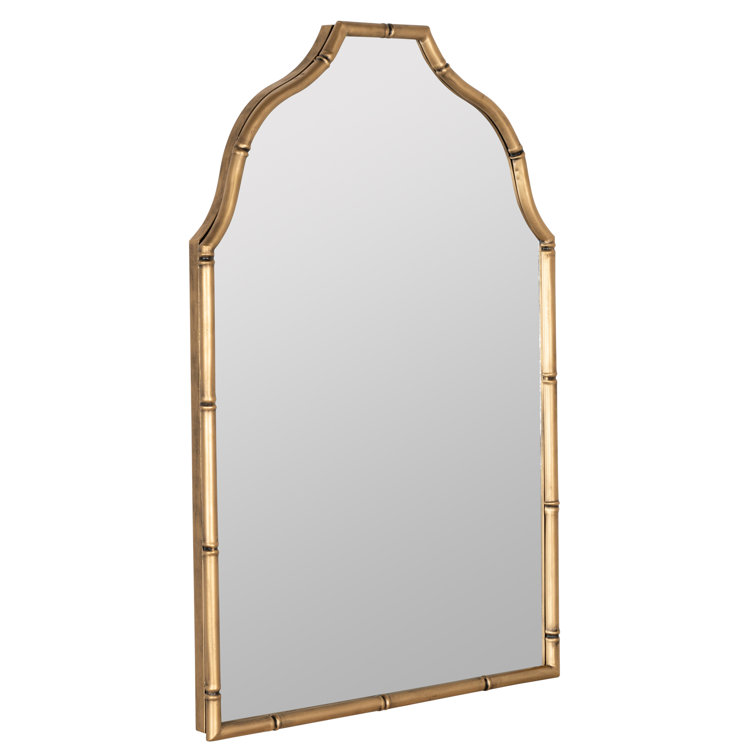 Elegant Gold Metal Framed Arch Vanity Wall Mirror