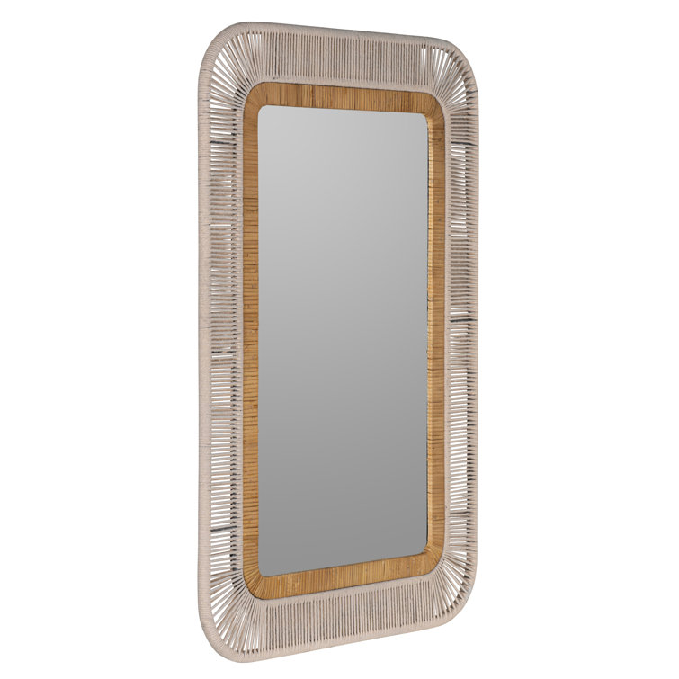 Nikole Casual Coastal Rectangular Taupe Wall Mirror