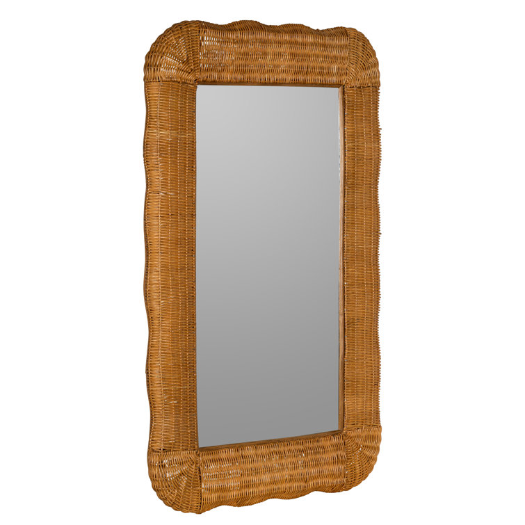 Auden Coastal Rectangular Vanity Wall Mirror in Natural Rattan