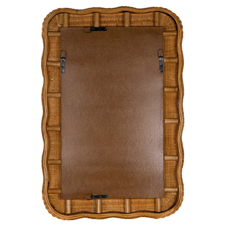 Auden Coastal Rectangular Vanity Wall Mirror in Natural Rattan