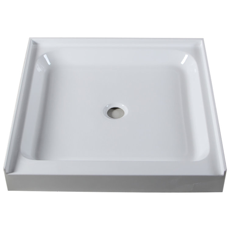 36'' White Acrylic Square Shower Base with Center Drain