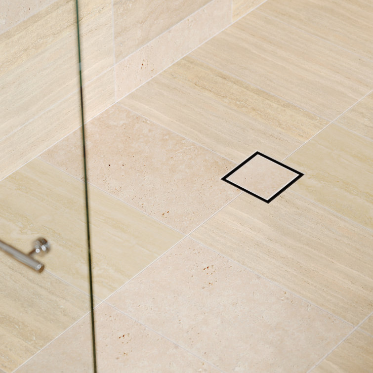6" Matte Black Square Shower Drain with Tile-In Grate