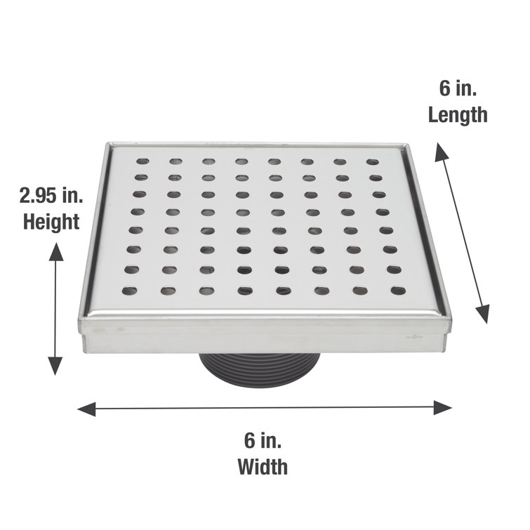 6" Polished Chrome Stainless Steel Square Shower Drain