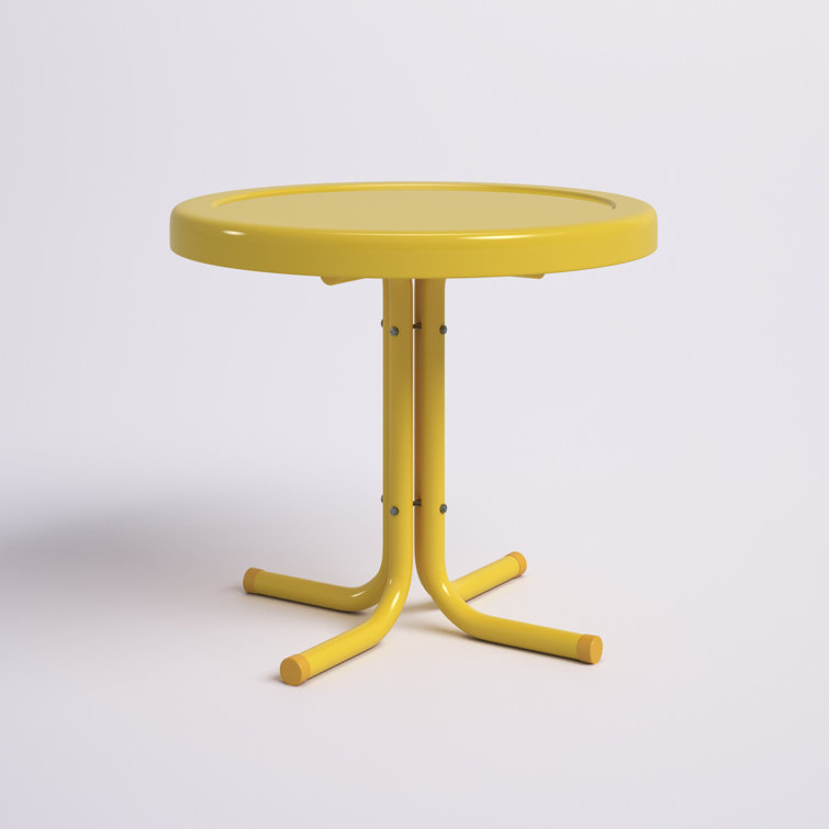 Bright Yellow Gloss Retro Metal Patio Side Table