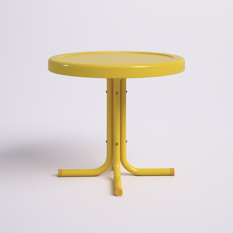 Bright Yellow Gloss Retro Metal Patio Side Table