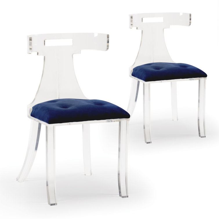 Elsa Modern Blue Velvet Upholstered 34" Side Chair