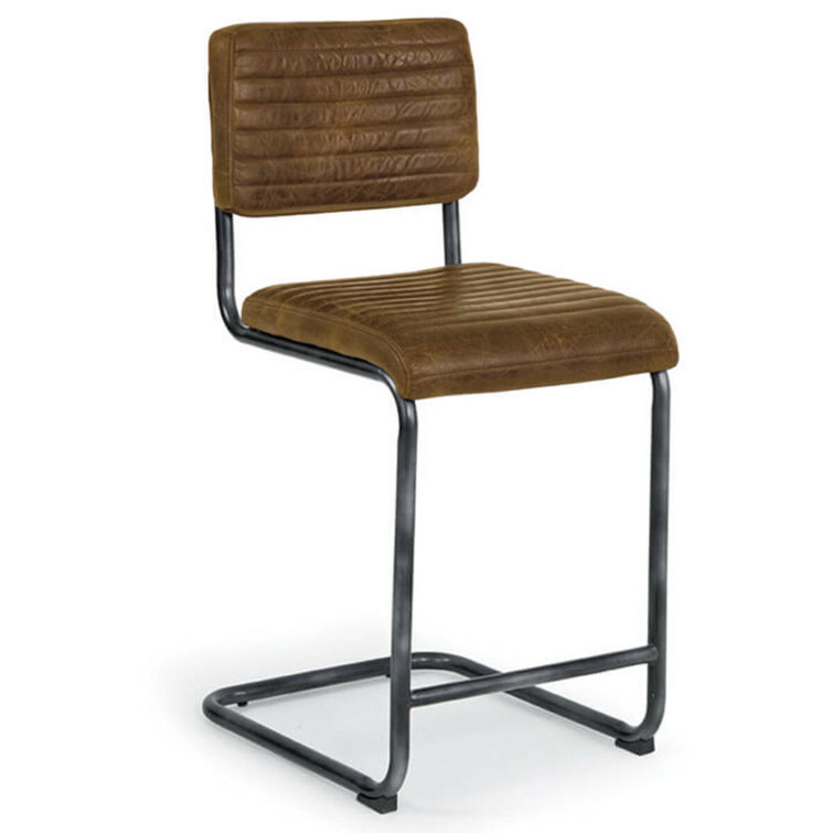 Distressed Whiskey Leather Dylan Counter Stools, 26.5" Seat Height