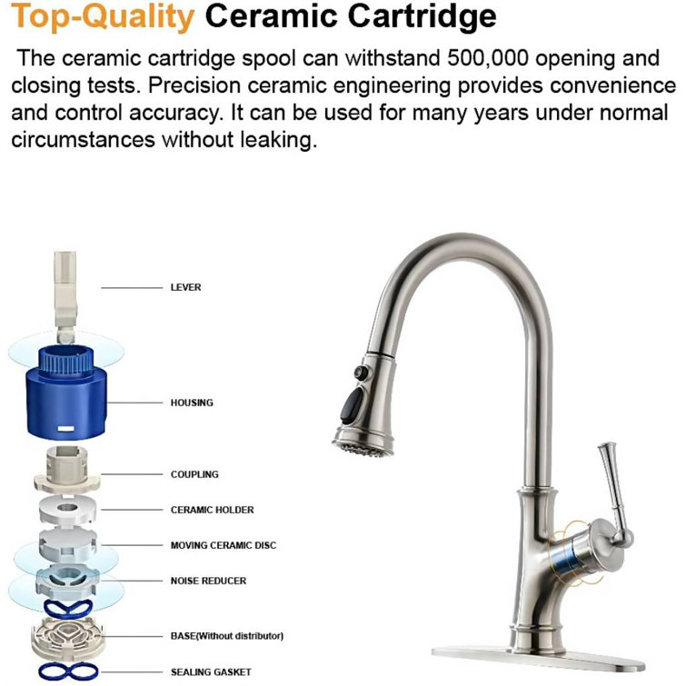Brushed Nickel Pull Down Single Handle Kitchen Faucet with Sprayer