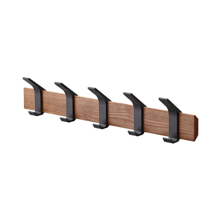 Modern Urban Walnut and Steel Adjustable Wall-Mounted Coat Hanger