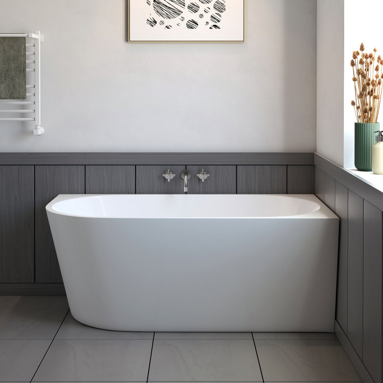 59'' White Acrylic Corner Soaking Bathtub