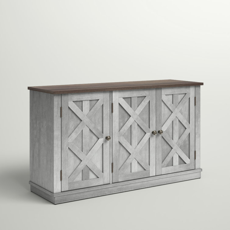 48 in. Rustic Off-White Wood TV Stand with Cabinet