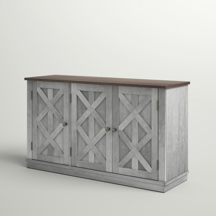 48 in. Rustic Off-White Wood TV Stand with Cabinet