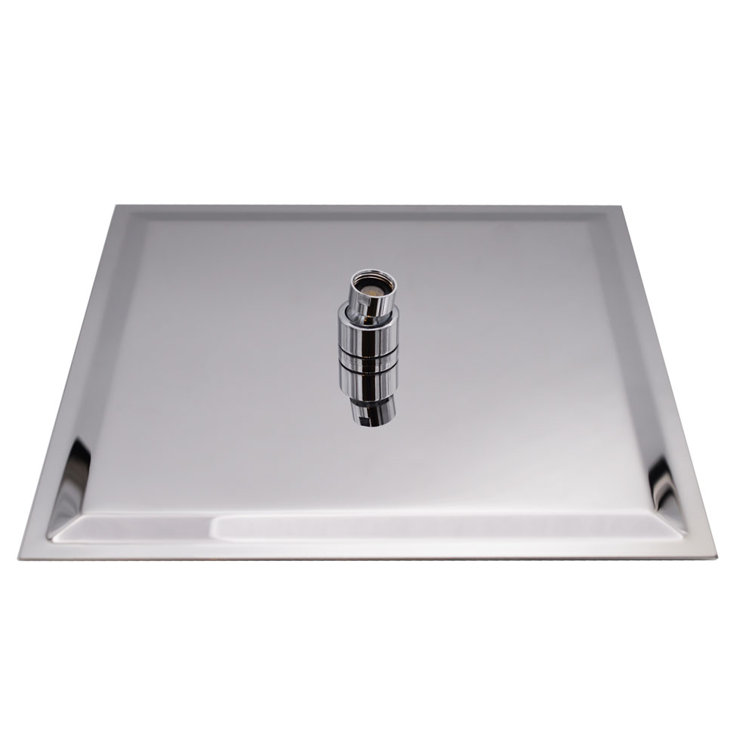 12" Square Chrome Rain Shower Head with Wall Mount