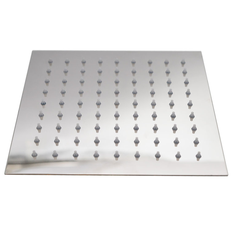 12" Square Chrome Rain Shower Head with Wall Mount
