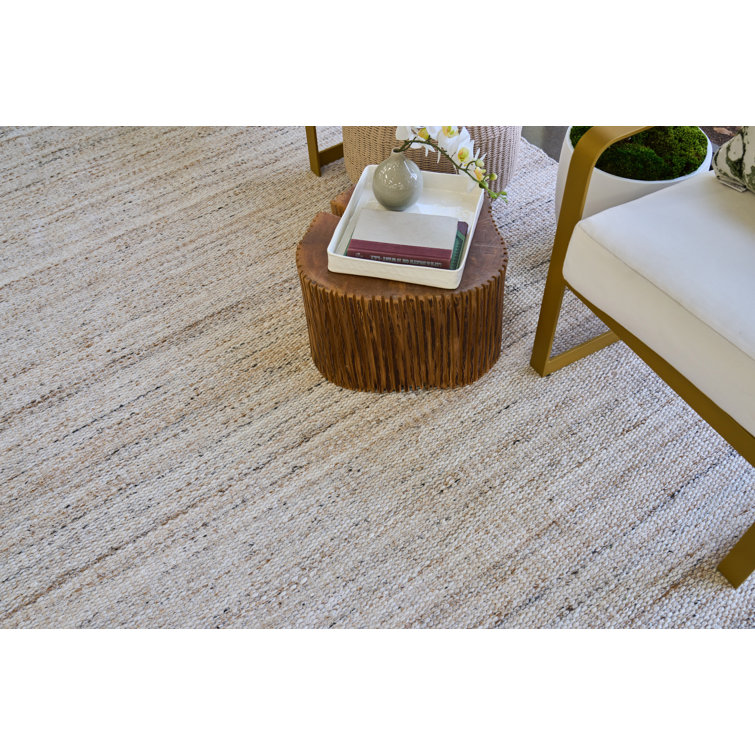 Light Beige Synthetic Flat Woven 8' x 10' Area Rug